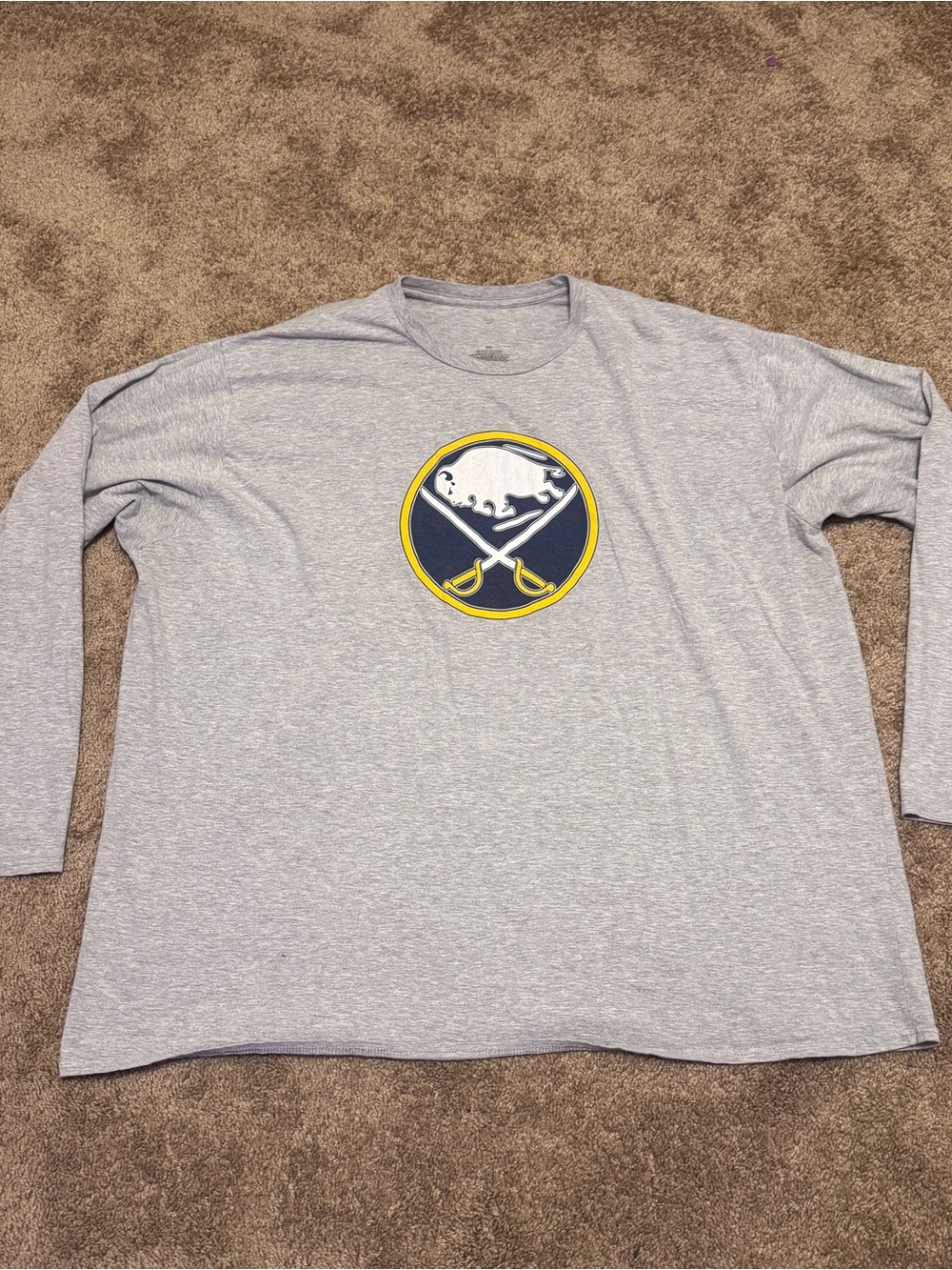 Buffalo Sabres Shirt Mens 5XL Gray Pullover Long Sleeve NHL Logo